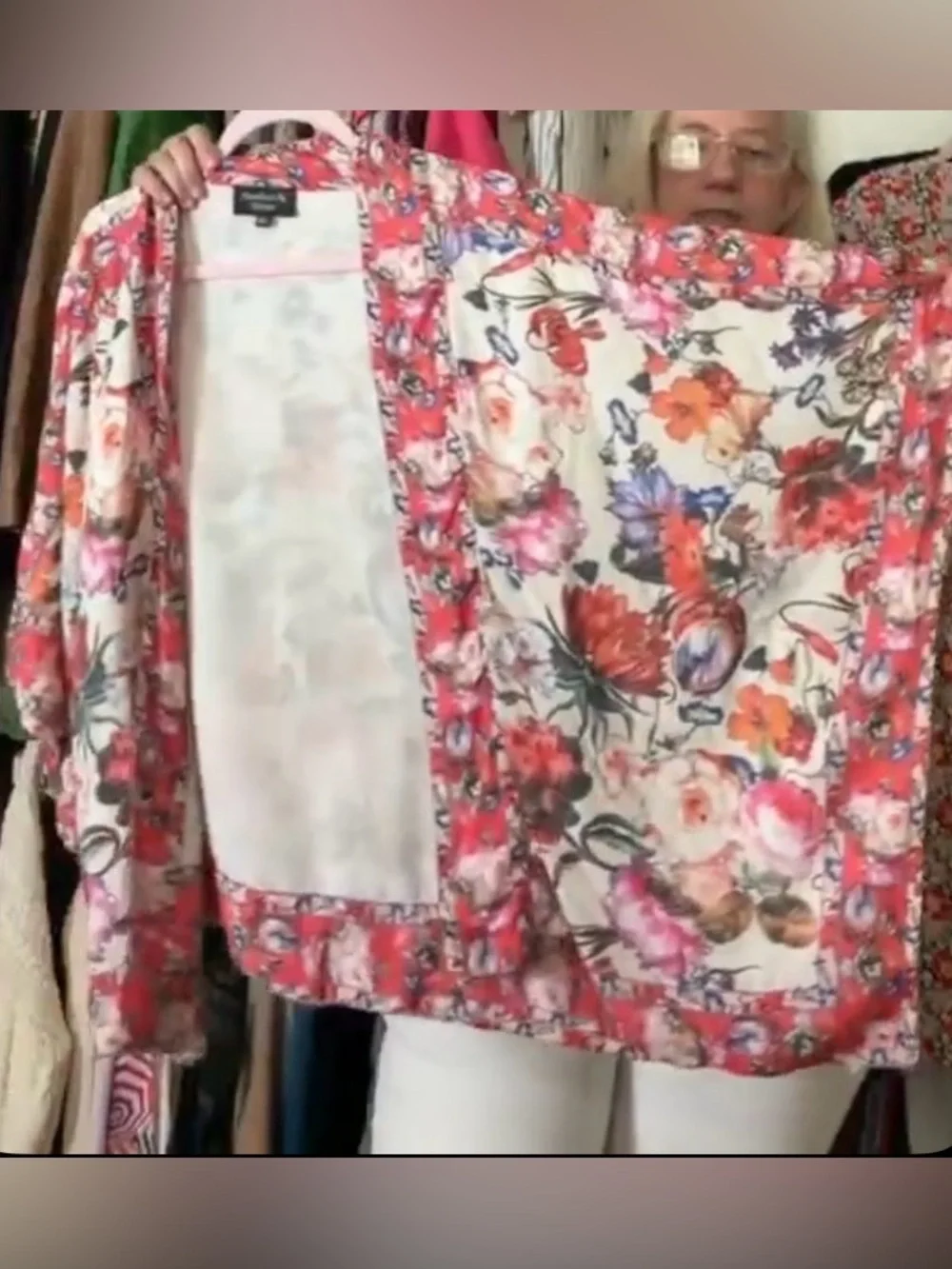 Feathers By Tolani Pink Floral Kimono Cardigan, One Size